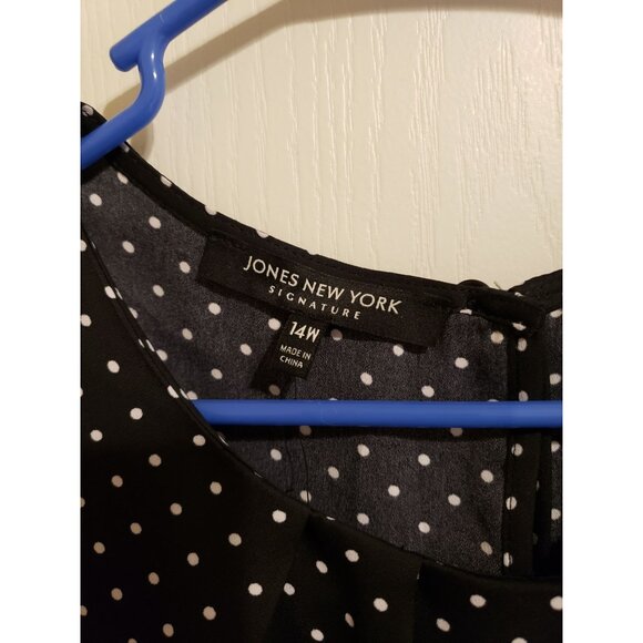 Jones New York black and white polka dot, sleeveless top, Abby Shell, size 14W - Picture 2 of 8